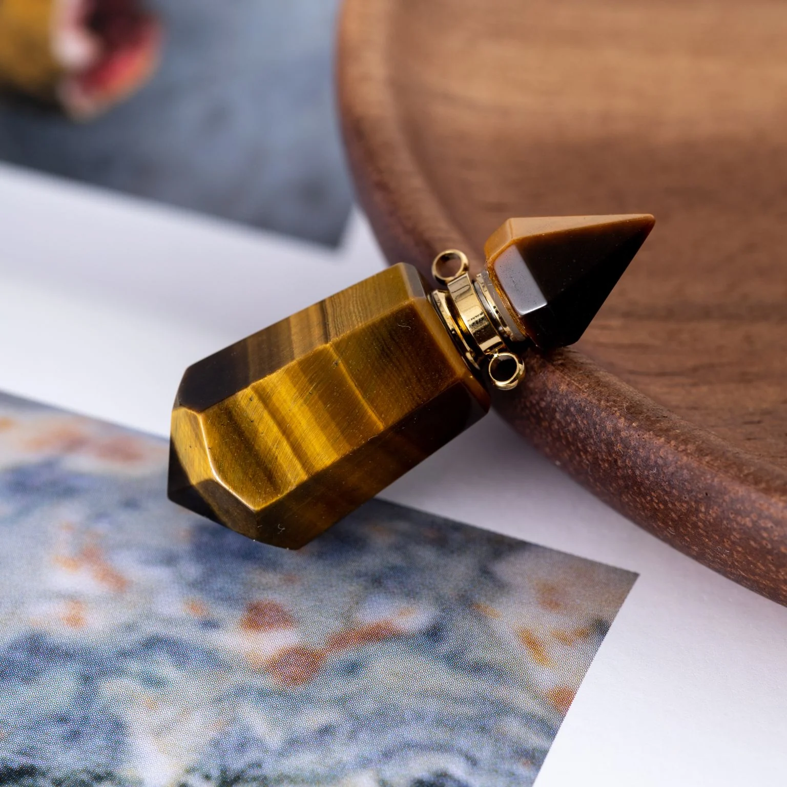 Tijgeroog Ketting Hanger - Edelsteen Elixer - Parfum & As Hanger