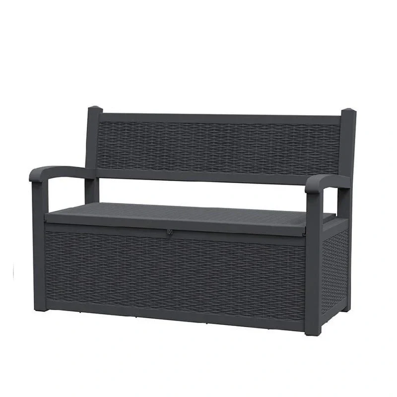 Durable All-Weather Resin Storage Bench with Lockable Hidden Compartment - Rattan-Style Design, 500 lbs Weight Capacity, 70-Gallon Storage Space