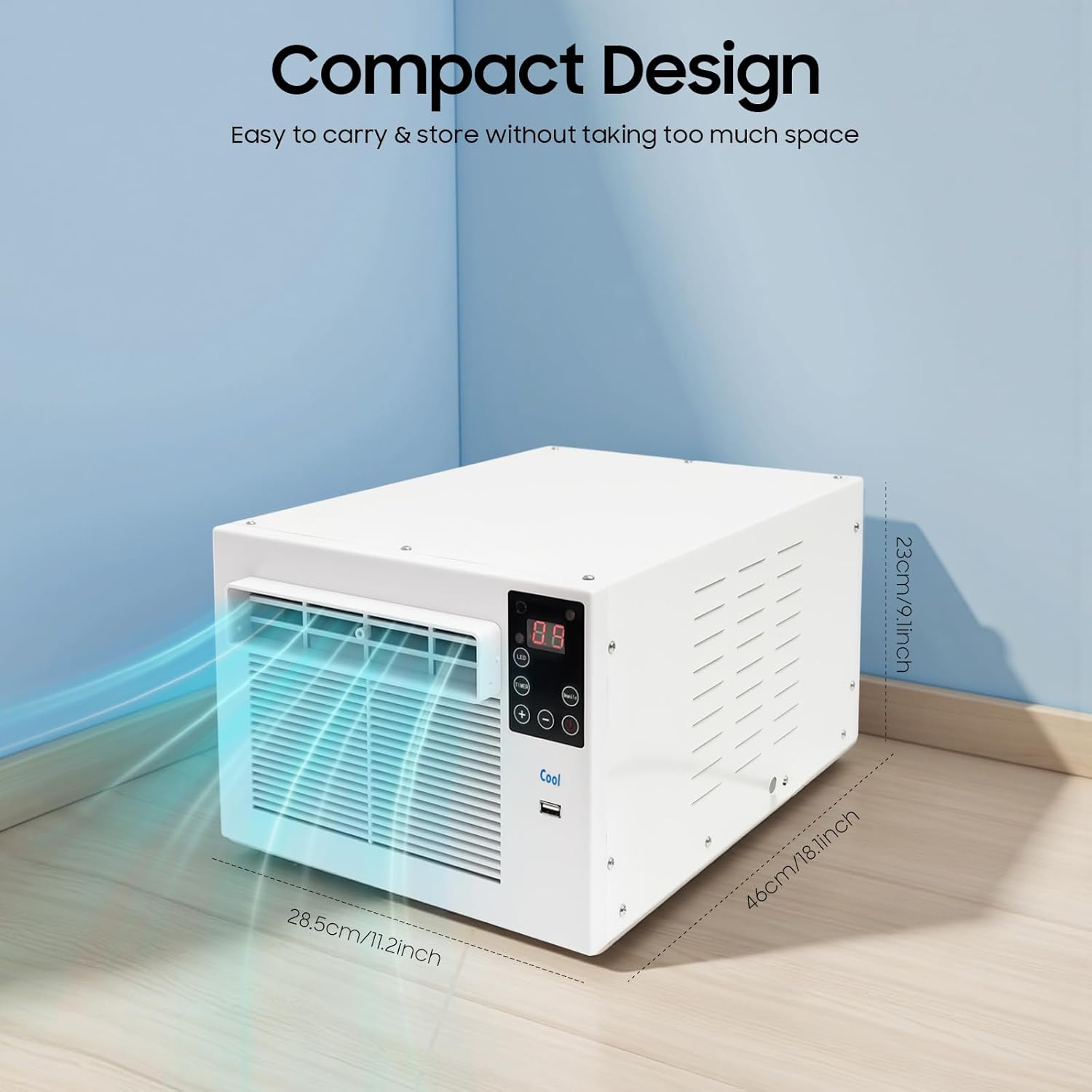 Mini Air Conditioner, Portable 280W Mobile Cooling Device, for bedrooms, living rooms, offices or other small spaces, 5-8m³ Applicable space