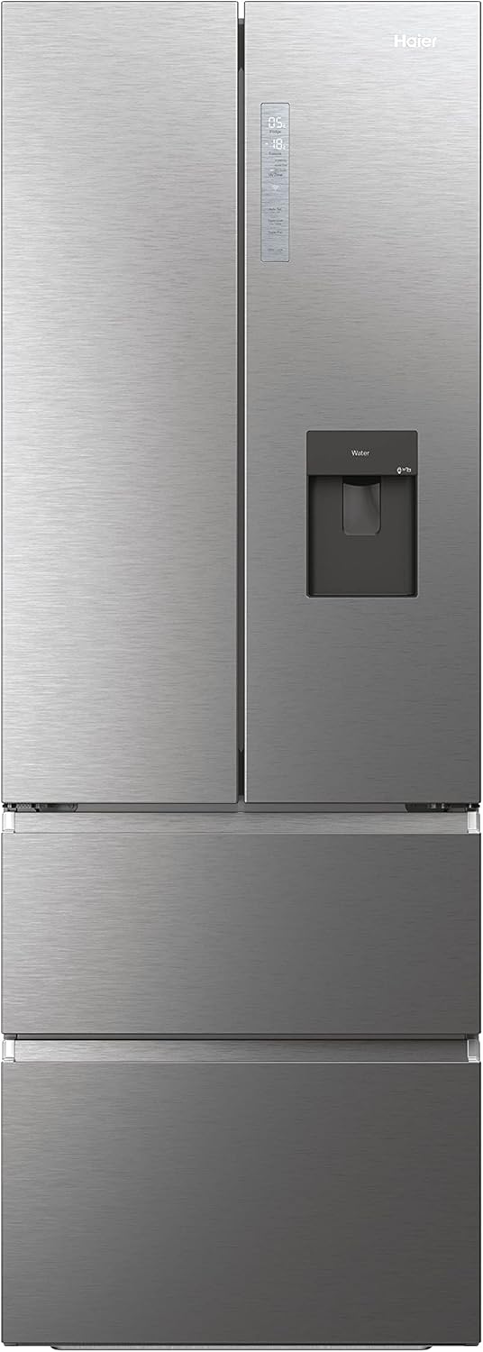 Haier FD 70 Series 7 HFW7720EWMP - Frigorífico con Dispensador de Agua, Conectividad WIFI, Puerta Francesa, Cajones Direct Access, Motor Inverter, Total No Frost, 477L, Ancho 70 cm, Alto 2 m, Inox