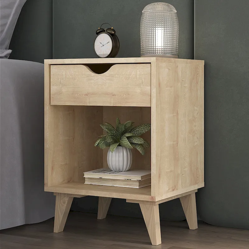 Modern 24-Inch Wooden Nightstand with 2 Drawers - Stylish Bedside or End Table with Storage