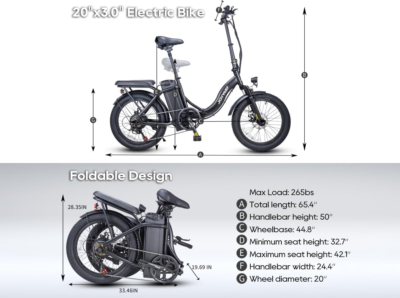 HELLOMOTO Folding Electric Bike, 873WH 18.2AH Long Range ebike 20 X 3.0 Fat Tire ebike 48V 750W E Bike, 28MPH,74 Miles Max Range, Adult Electric Bicycles for Commute