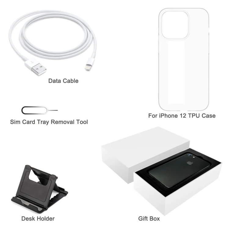 TPU Case + Desk Holder + Data Cable + Sim Card Tray Removal Tool + Gift Box, For iPhone 13 Pro Max, For iPhone 12, For iPhone 12 Pro Max, For iPhone 13, For iPhone 7 / 8 / SE 2020, For iPhone 11, For iPhone X, For iPhone 7 Plus, For iPhone SE...
