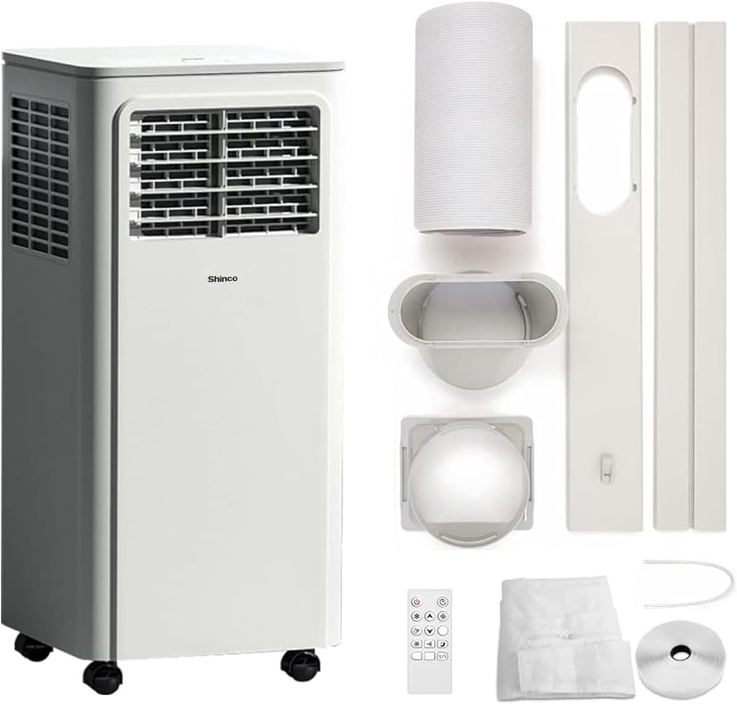 SHINCO Mobile Klimaanlage mit Abluftschlauch, 12000BTU, Kühlung&Heizung&Ventilieren&Entfeuchten, Mobiles Klimagert mit Fenstermontage-Kit, 24H-Timer, APP, für Rume von etwa 90m