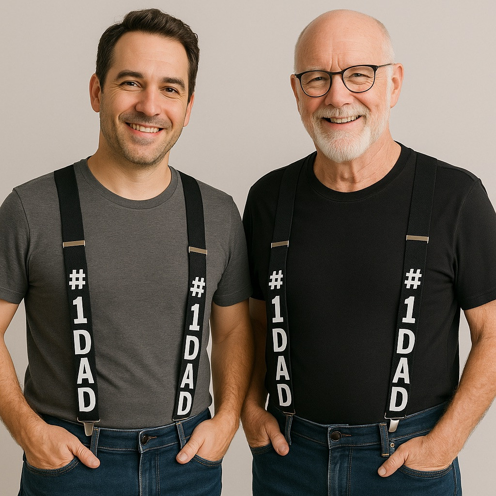 Father's Gift Suspenders, Personalized in Many Colors for Photos and Events 15090 | (Fonts in Picture Gallery)