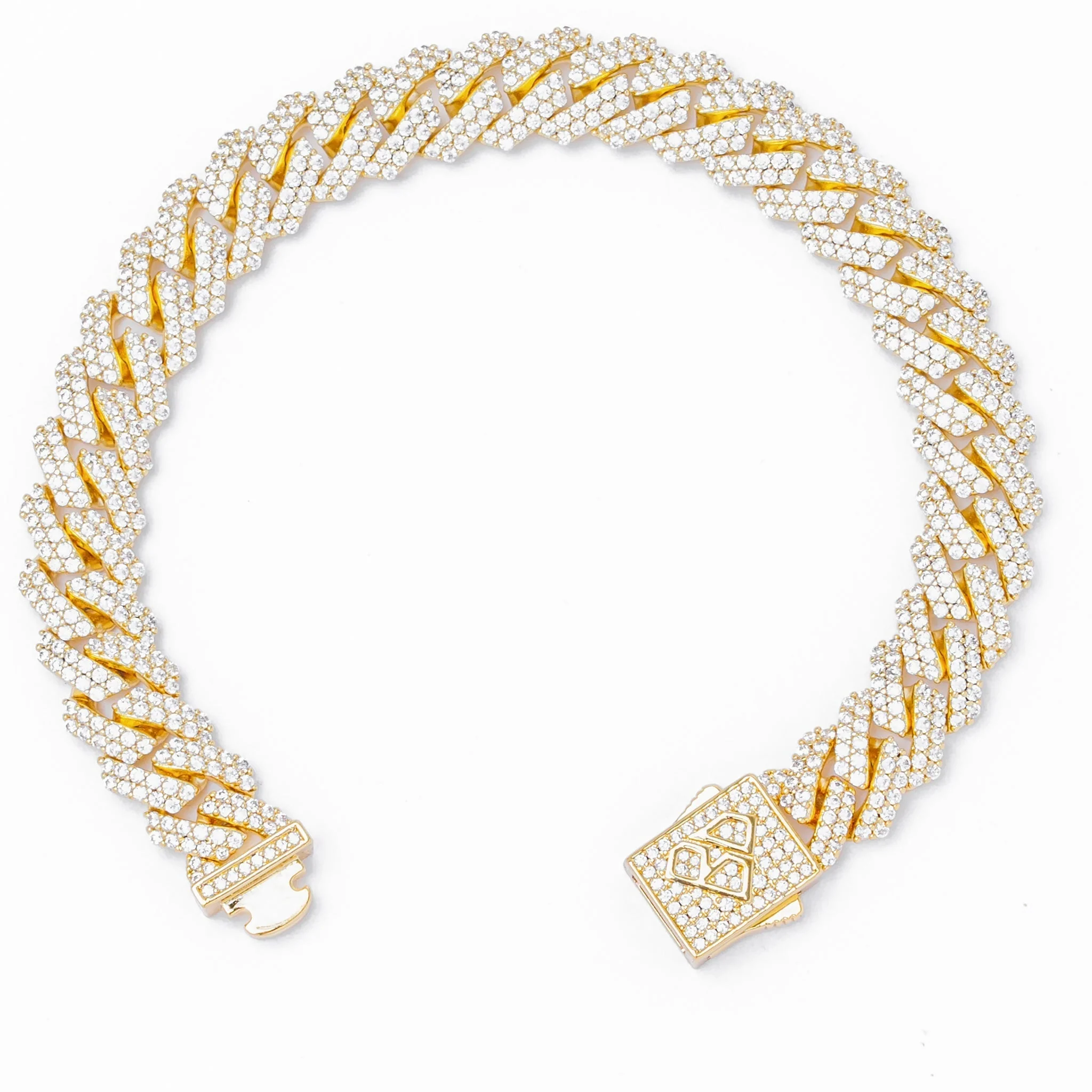 Big Daddy 10MM Straight Edge Cuban Diamond Gold Iced Out Bracelet