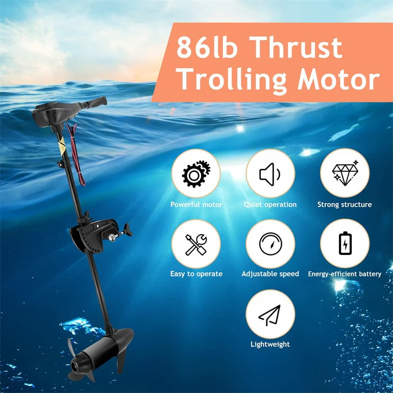 Eletriclife 8 Speed Electric Trolling Motor Transom Mount 36" Shaft for Freshwater Saltwater Use