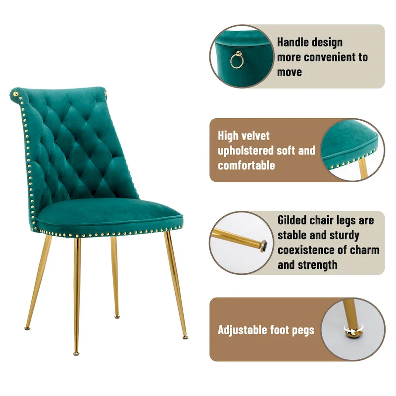 Clihome Modern Velvet Upholstered Featured Dining Chairs (Set of 2)