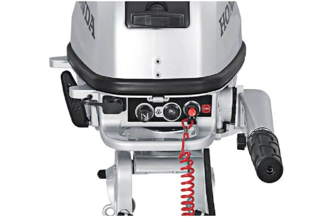5 HP outboard motor with tiller, 20-inch shaft