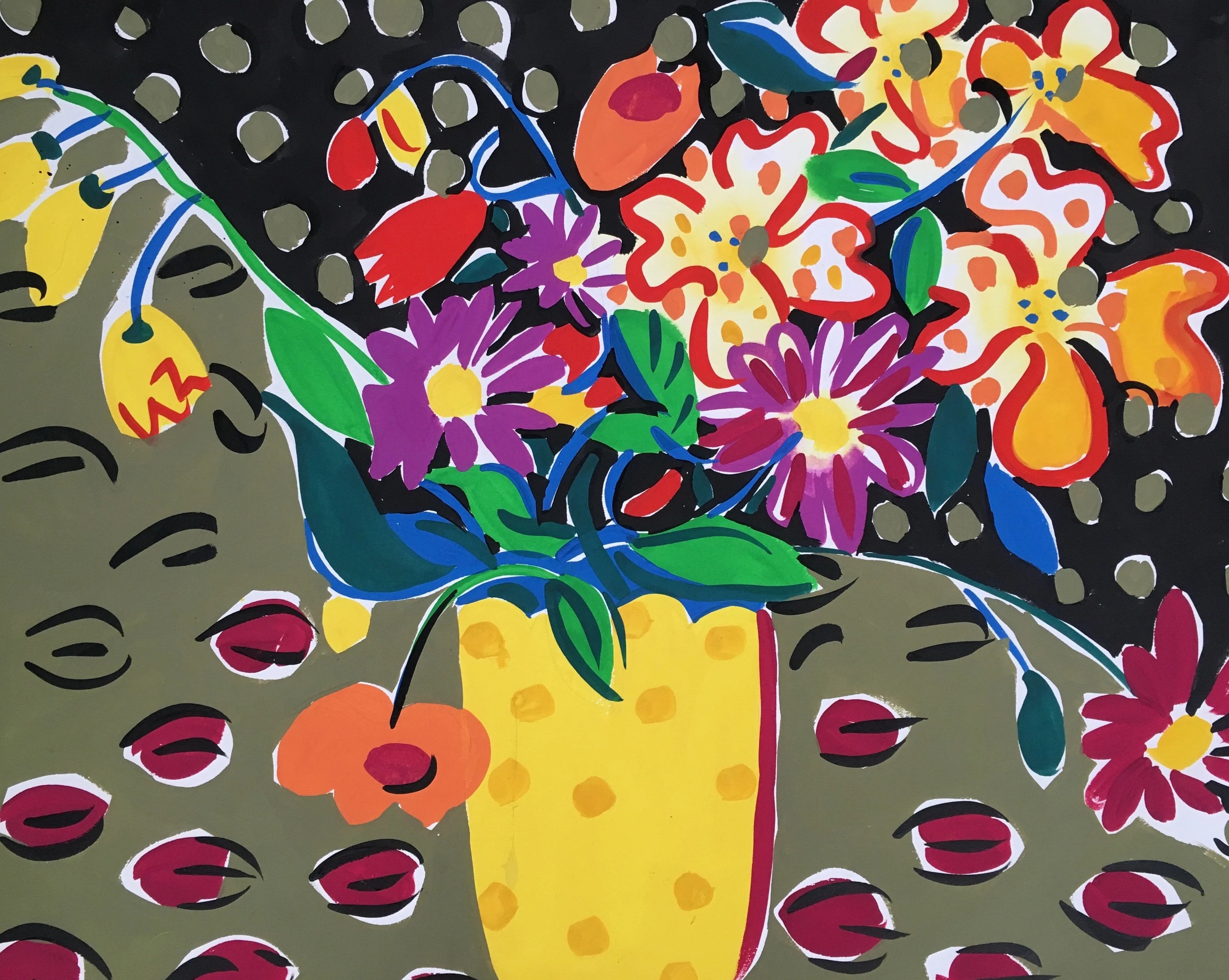 Yellow Spotted Vase Painting
