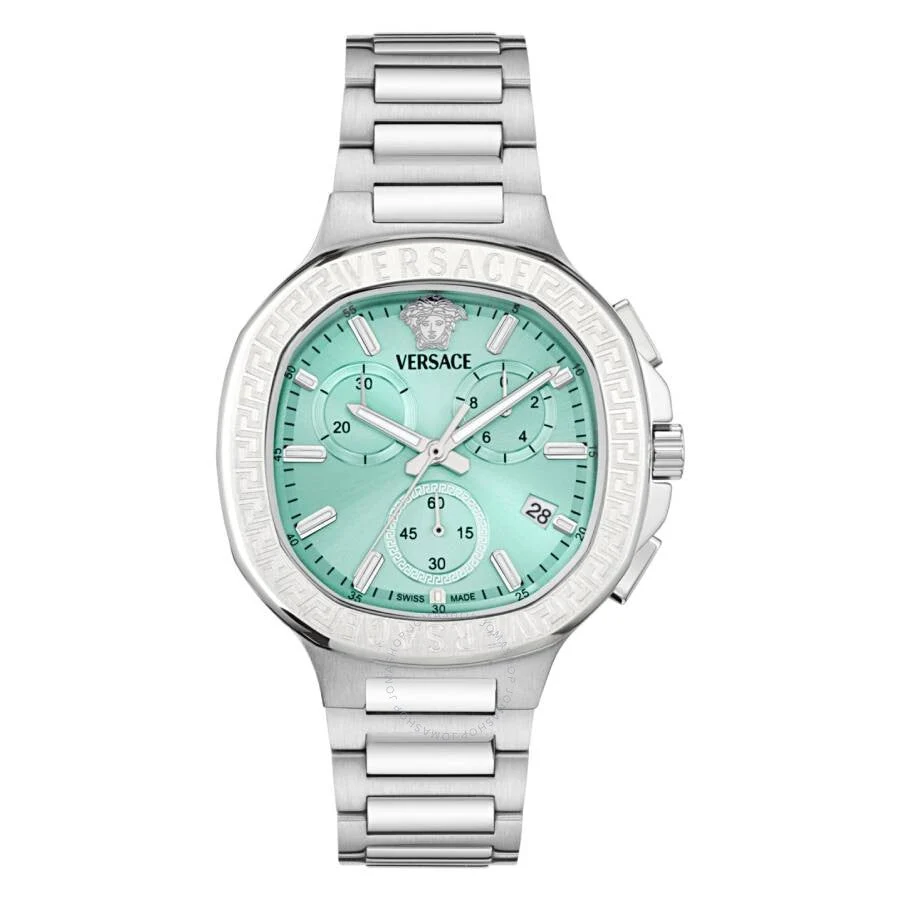 Versace V-Chrono Square Chronograph Quartz Turquoise Dial Watch VEVCA0324