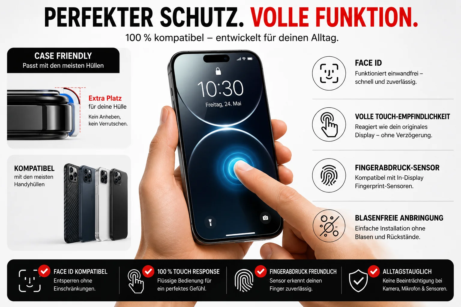 Privacy Displayschutzglas f��r iPhone | 9H Schutzglas mit Sichtschutz | Anti Spy