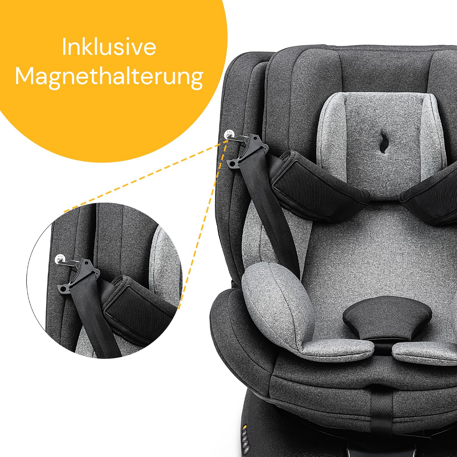 Osann Eno360 i-Size, drehbarer Kindersitz 40-150 cm, Reboarder mit Isofix, Baby Autositz �C Dark Grey Melange