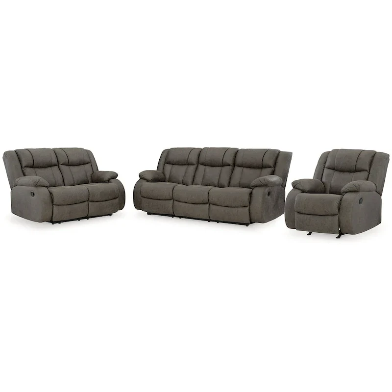 Signature Design by Ashley First Base Gray 3-Piece Upholstery Set - Dimensions: 86W x 40D x 41H