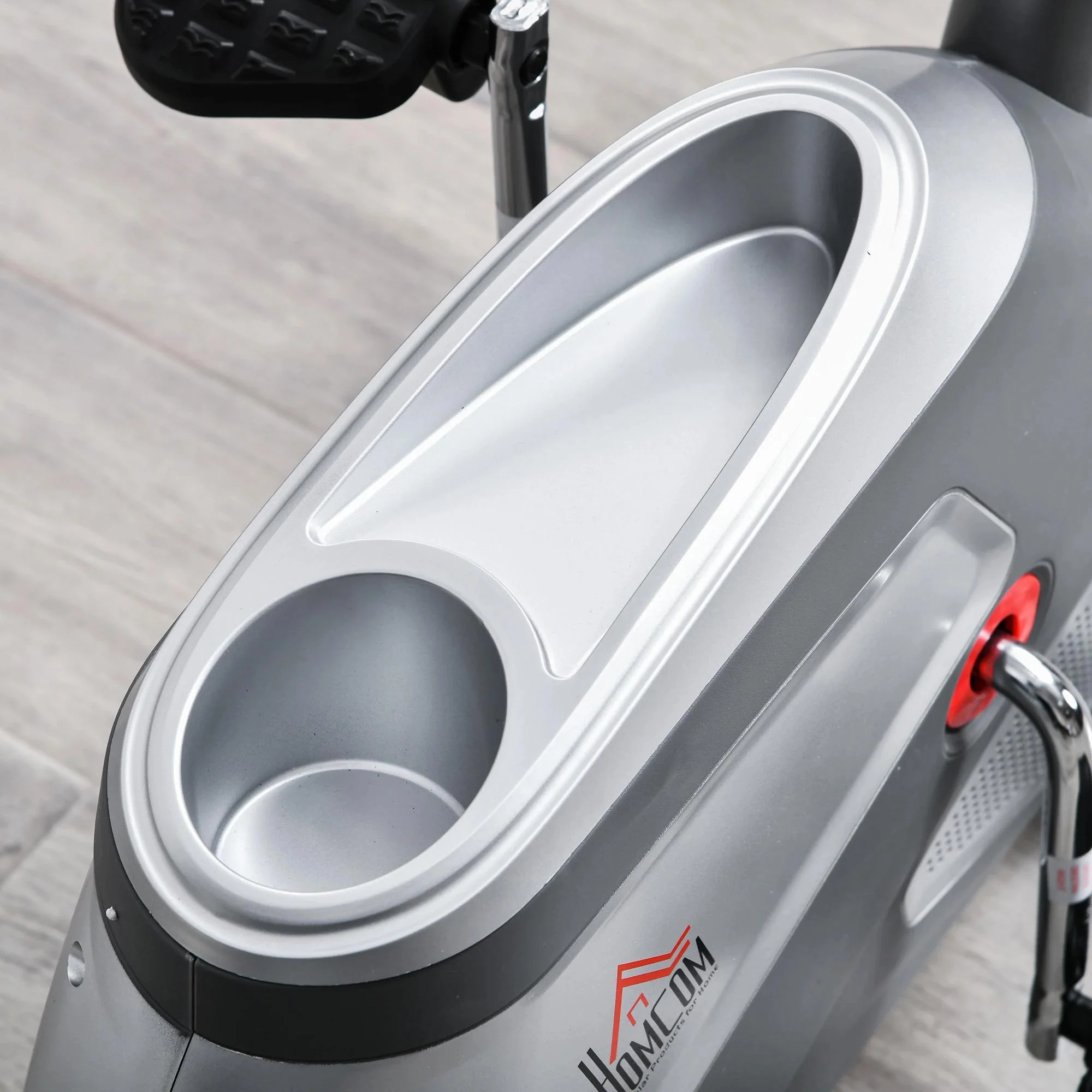HOMCOM hometrainer fietstrainer vliegwiel hometrainer met 8 niveaus verstelbare magnetische weerstand verstelbare lengte magnetische weerstand wielen metaal ABS grijs + zilver 136 l x 62,5 b x 38 h cm