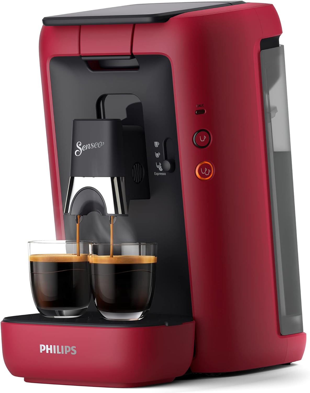 Philips Senseo Maestro Kaffeepadmaschine mit Kaffeestrkewahl und Memo-Funktion, 1,2 Liter Wasserbehlter, Grünes Produkt, Farbe: Rot (CSA260/90)