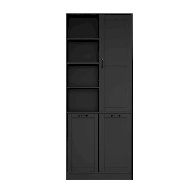 Sleek White Laundry Bathroom Cabinet with Unique Rotating Drawers