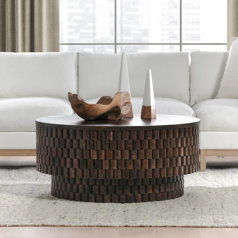 Round Coffee Table with Hidden Storage and Castors