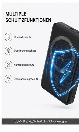 Powerbank 22,5W Schnellladeger?t mit integriertem USB-C & Lightning Kabel �C Hochwertige Powerbank mit Fast Charging & Typ-C Input