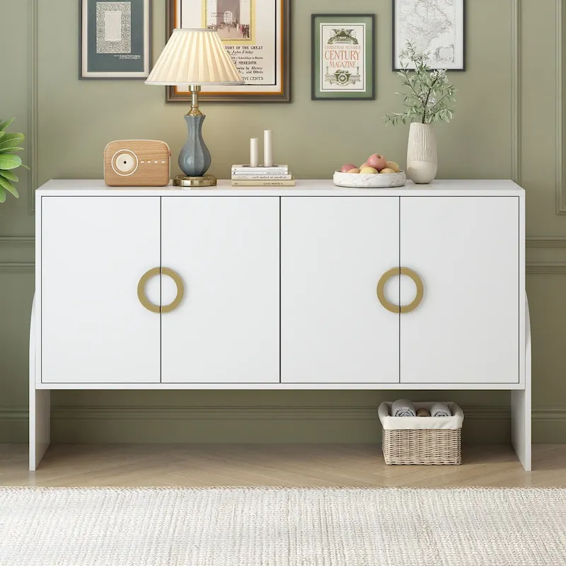 Four-Door Metal Handle Storage Cabinet for Living Room and Bedroom