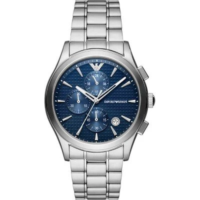Emporio Armani Renato Chronograph Blue Dial Silver Steel Strap Watch AR11528