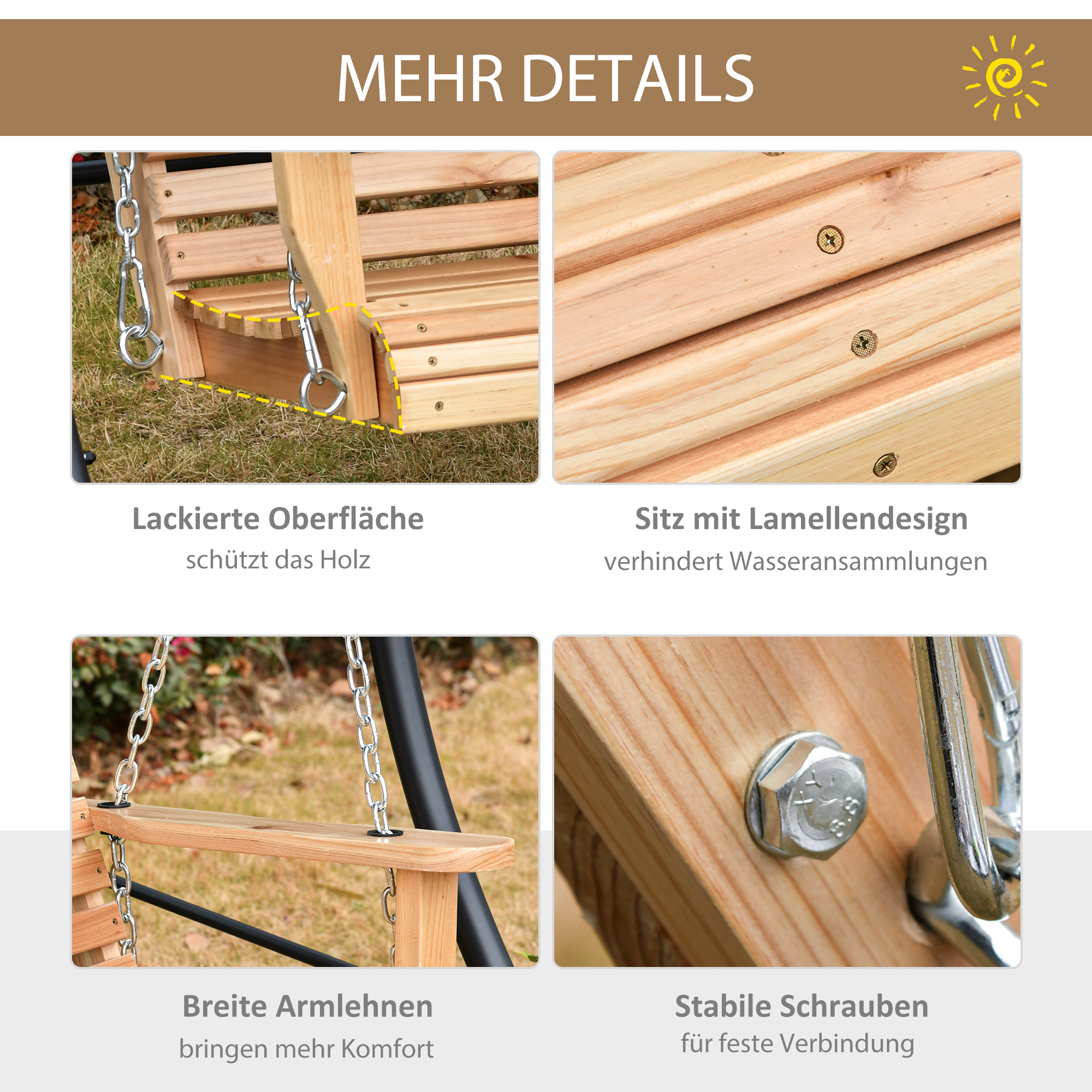 Outsunny tuinschommel schommelbank