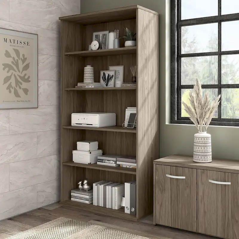 Bush Business Furniture Hybrid Tall 5-Shelf Bookcase