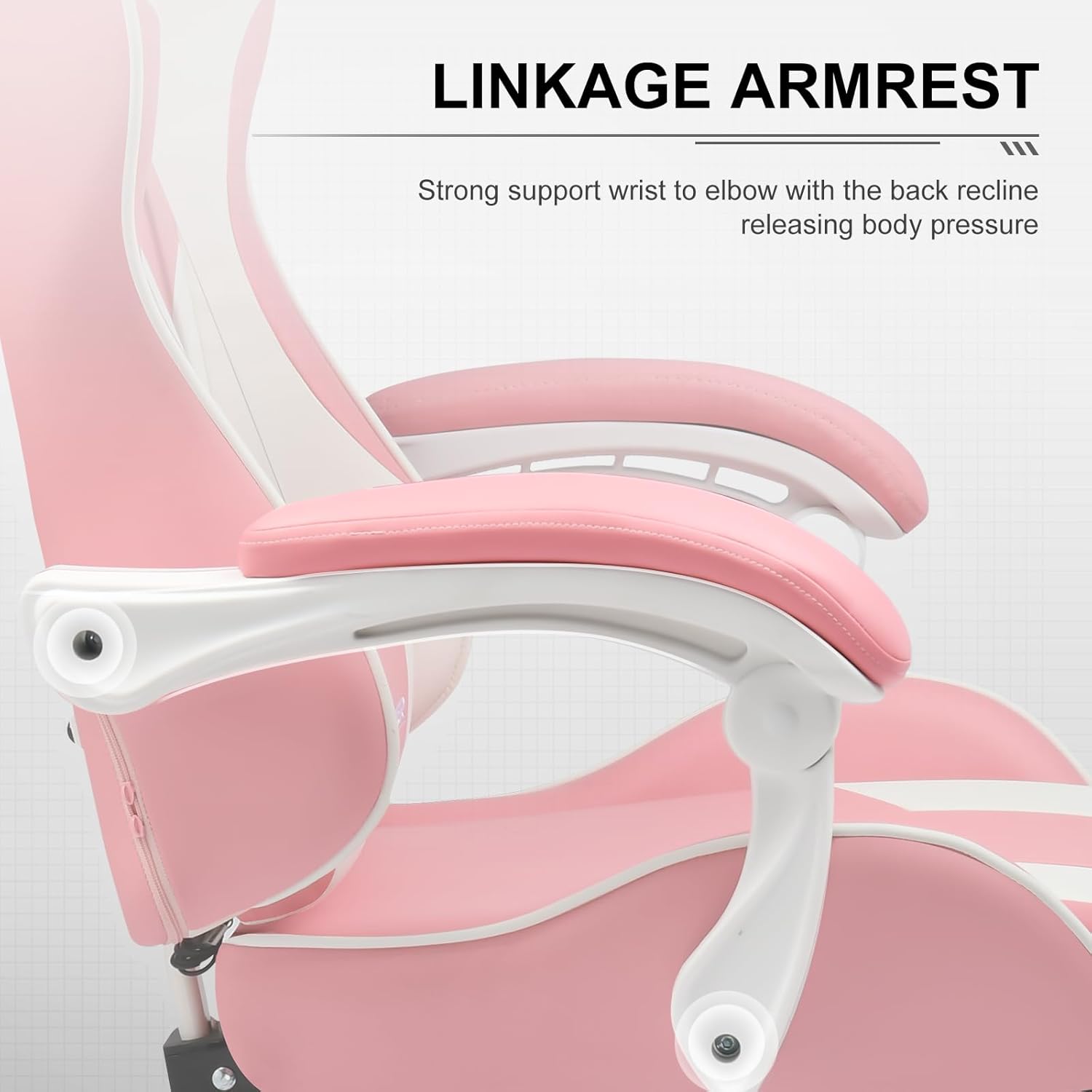 GTPLAYER Gaming Chair, Computer Chair with Footrest and Lumbar Support, Height Adjustable Game Chair with 360  -Swivel Seat and Headrest and for Office or Gaming (White)