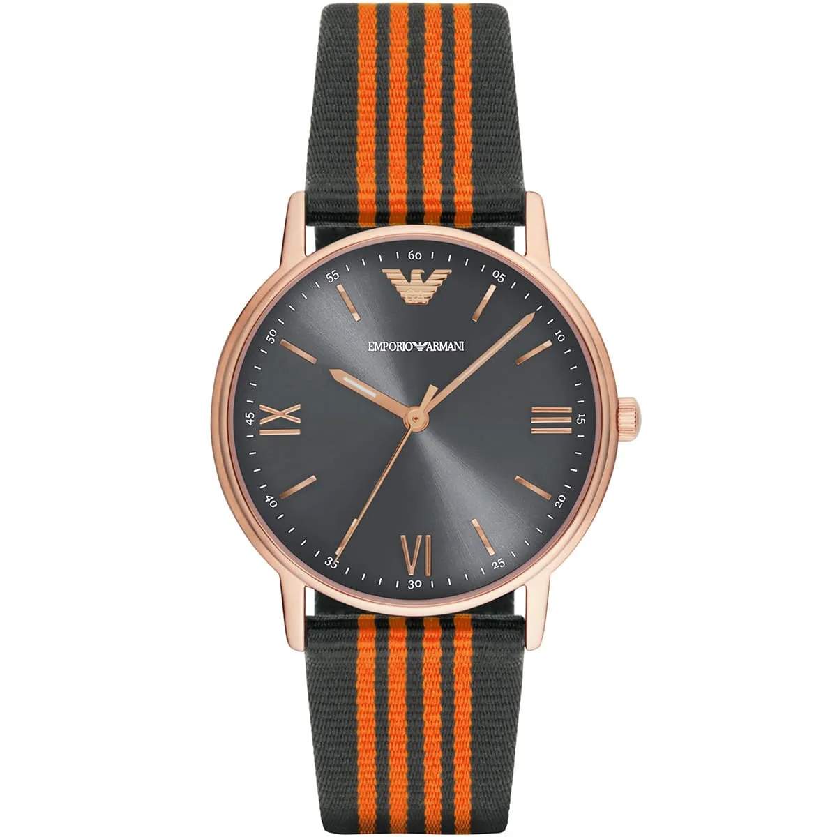 Emporio Armani Kappa Grey Dial Orange and Black Nylon Strap Men's Watch - AR11014