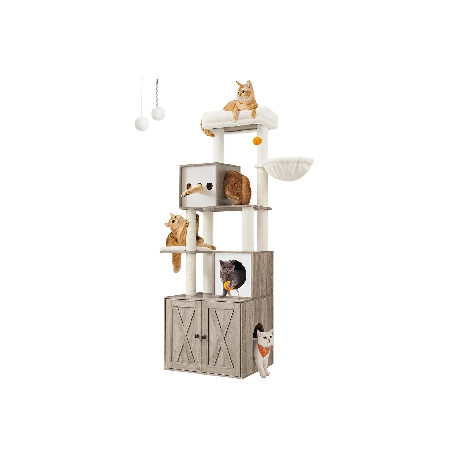 Árbol Moderno para Gatos Rascador para Gatos con Arenero Cojines Lavables