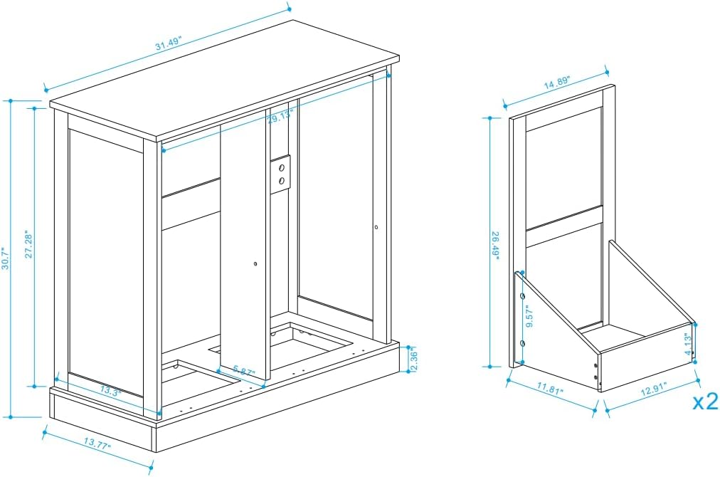 LUMISOL Double Tilt-Out Laundry Hamper Cabinet, Farmhouse Rustic White Laundry Cabinet with Hidden Fabric Baskets, Wooden Can Storage Cabinets with Barn Doors for Bathroom, Kitchen, White