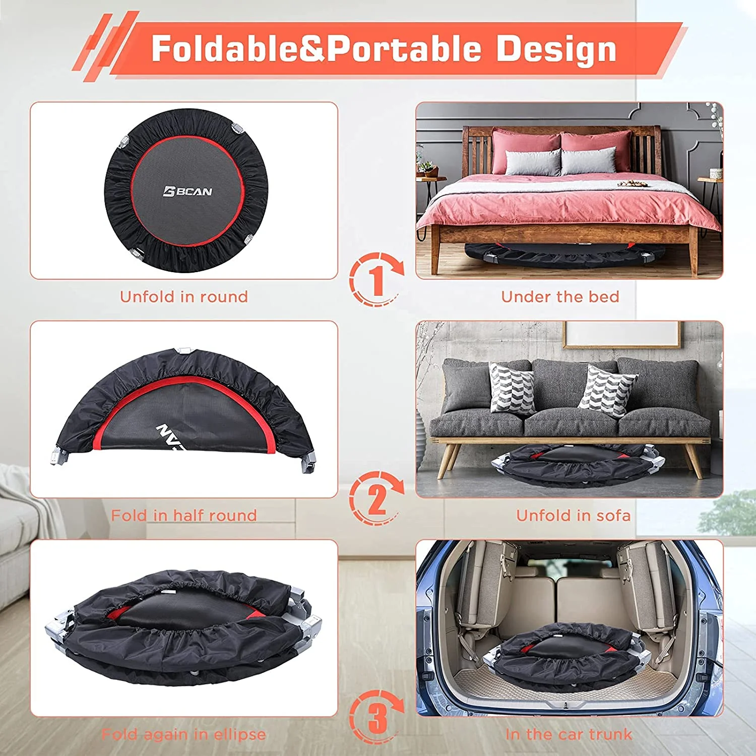 BCAN Trampolín Plegable de 40/48