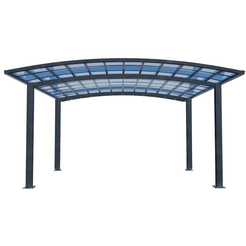 SHADE SHIELD Arched Double Carport 6.0m x 5.5m x 2.98m, Aluminium Alloy Frame, Polycarbonate Roof, Shelter for Car or Outdoor Living