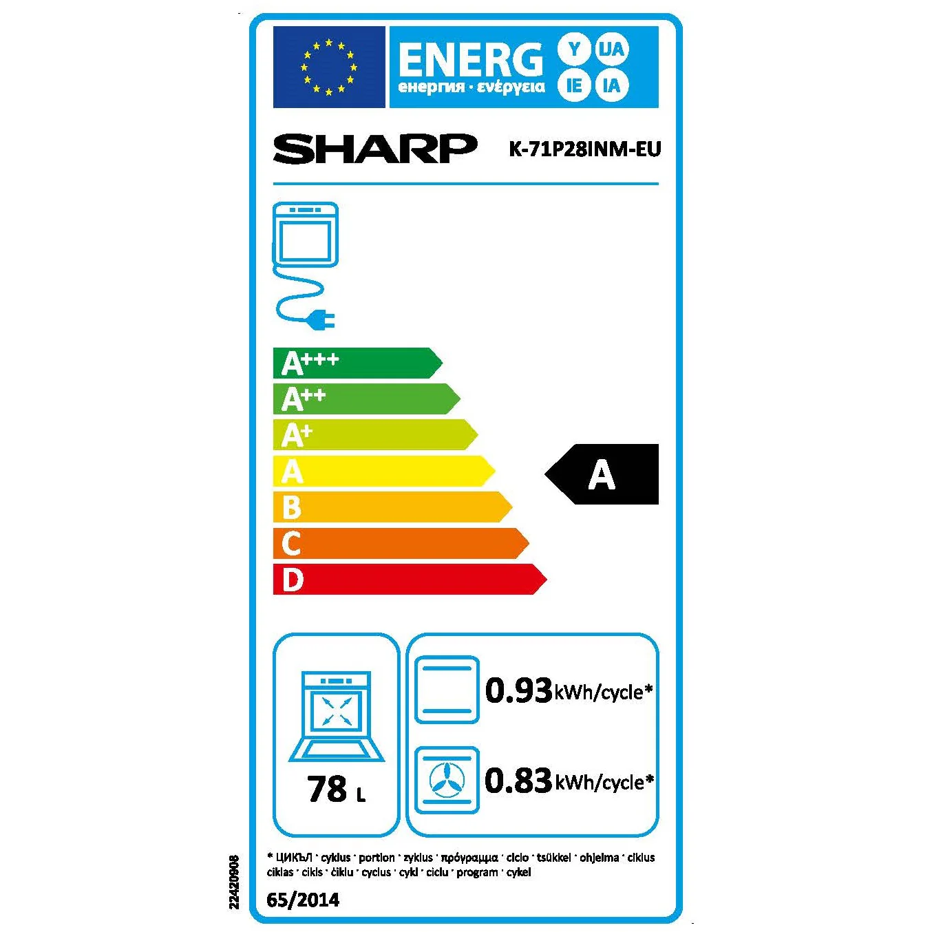 Sharp Backofen Einbau K-71P28INM-EU