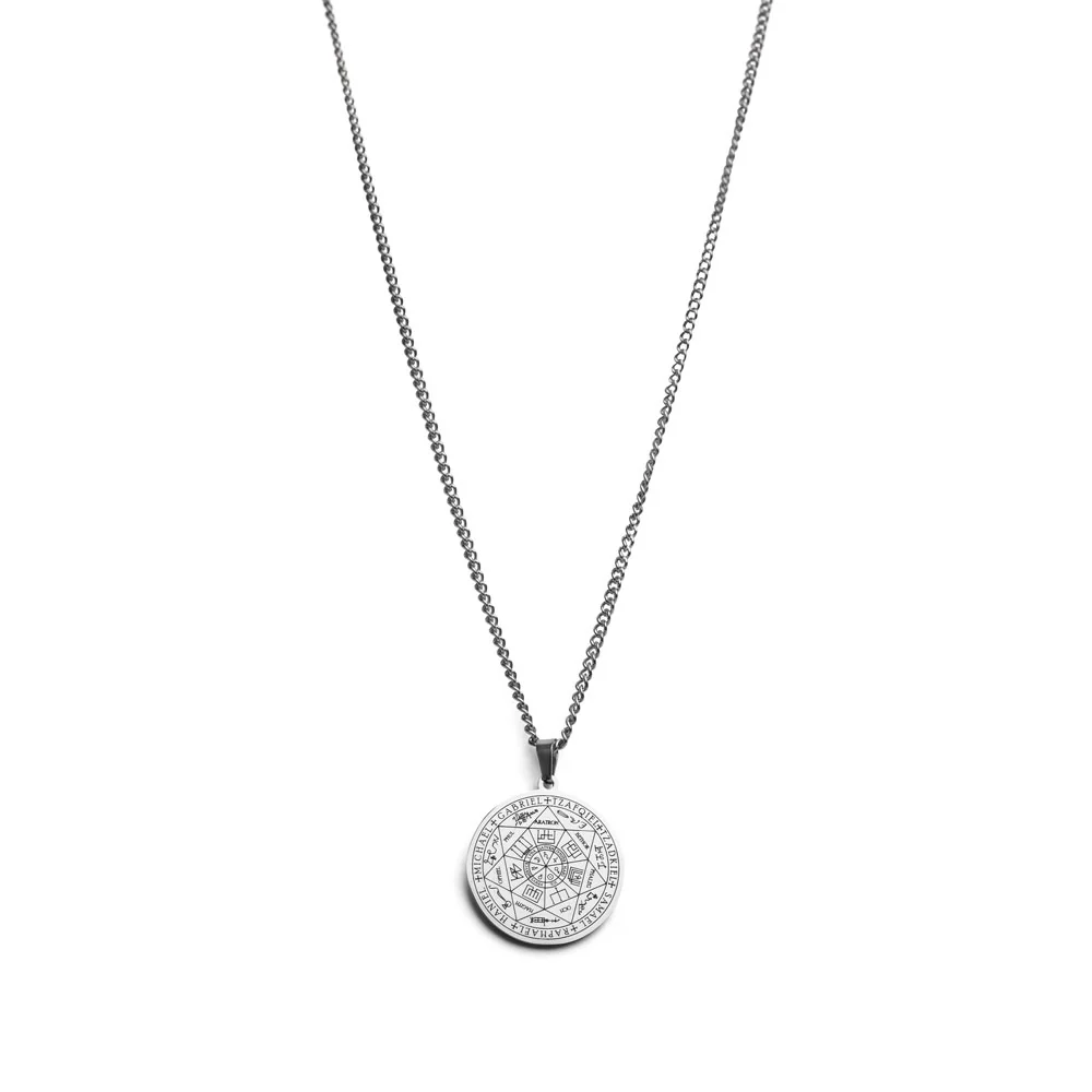 Ketting Kompas - 7 Aartsengelen Zegel - RVS - Zilver