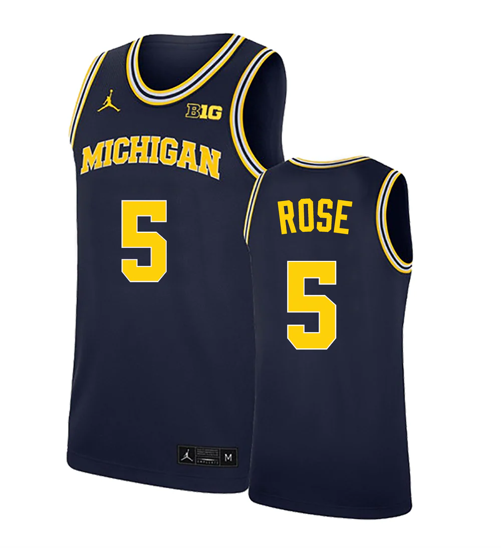 Men's #5 Jalen Rose Michigan Wolverines College Basketball Jersey