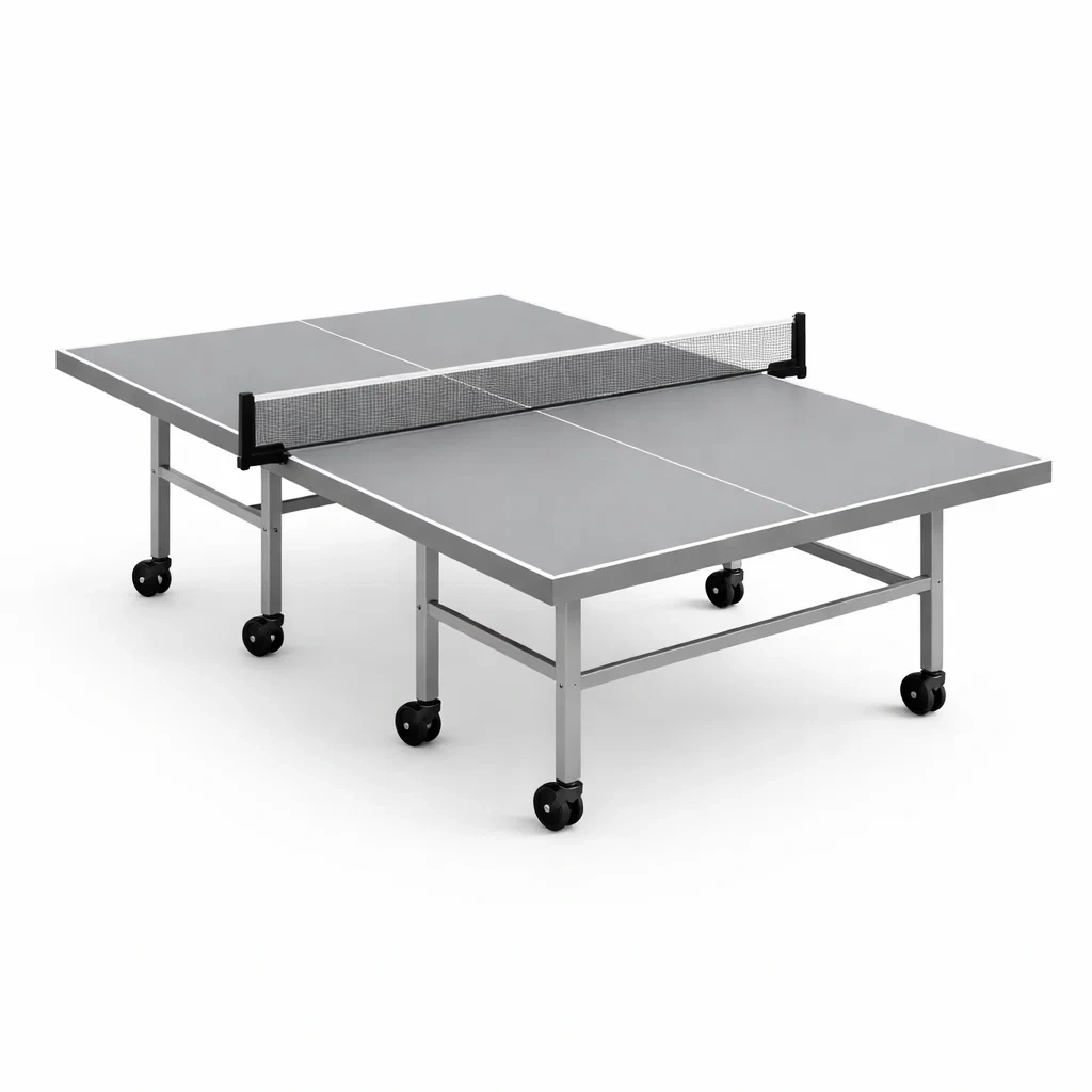 Tavolo da ping pong pieghevole in mdf e metallo con ruote grigio