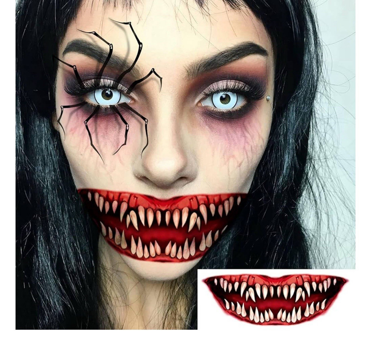 7 Sheets Halloween Spider Web Eye Temporary Tattoos For Women Men Adults