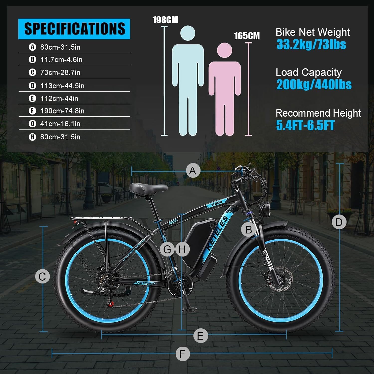 Electric Bike for Adult, 26 x 4.0 Fat Tire Ebike, 1000W/2000W Peak Electric Bicycle, 48V 13/17.5/23AH Waterproof Battery, Front Suspension Ebike, 27MPH-46MPH, Adjustable Seat, UL and GCC Certified