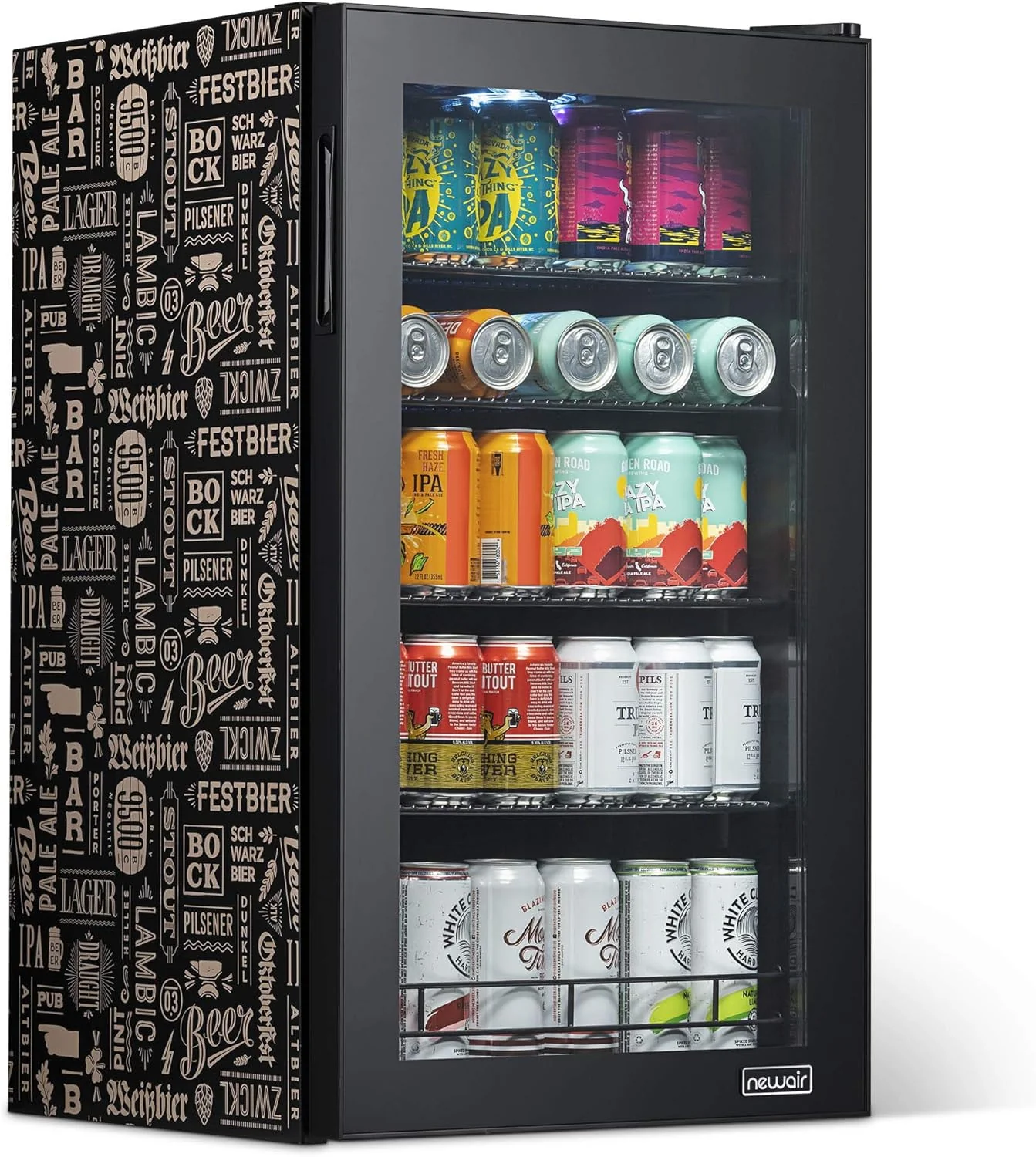 Getr?nkek��hlschrank | Freistehender K��hlschrank f��r 126 Dosen mit Glast��r mit Scharnier rechts | Mini-Getr?nkek��hlschrank, perfekt f��r Bier, Wein, Limonade und k��hlere Getr?nke