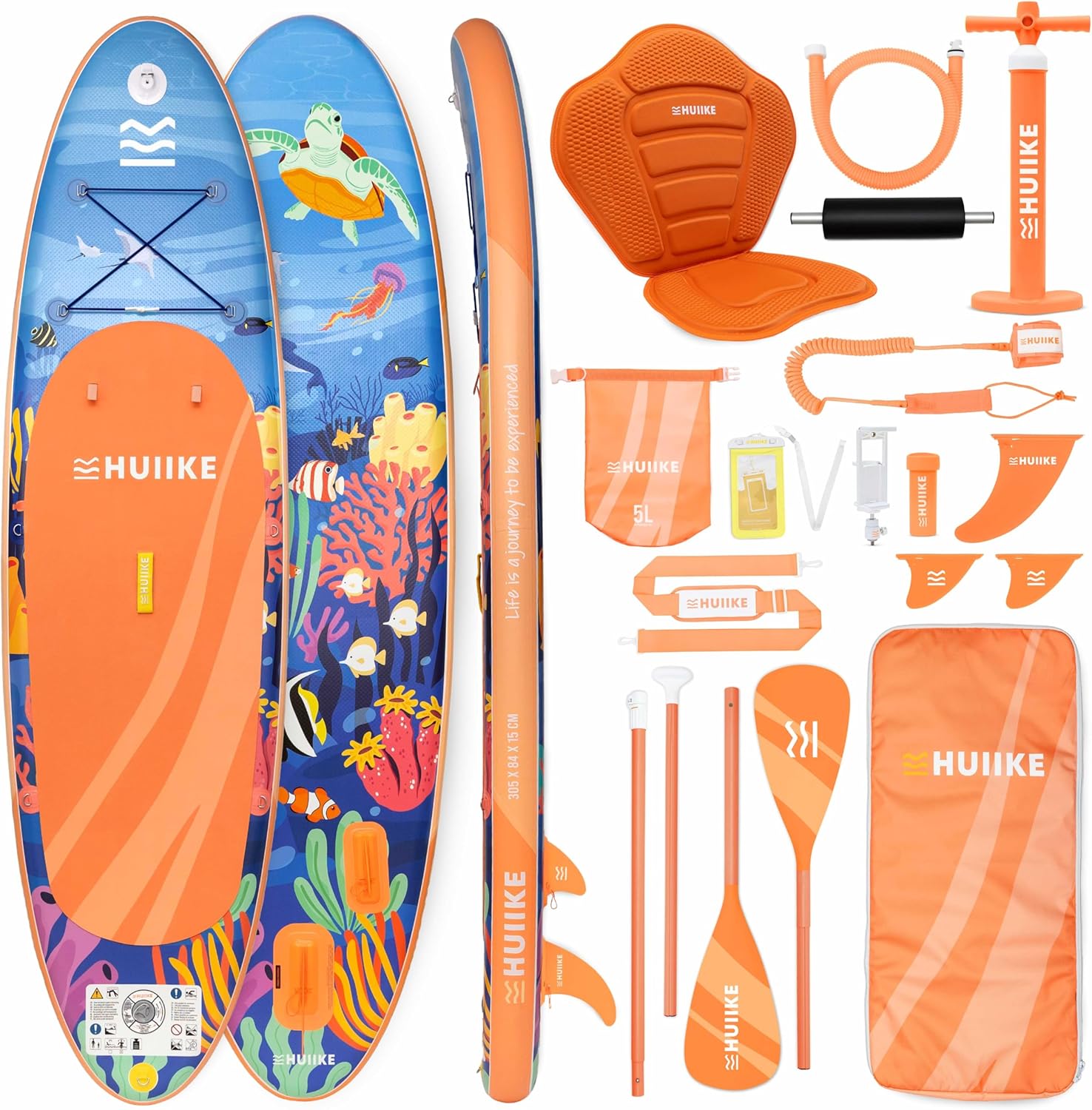 HUIIKE Tavola Sup Gonfiabile Adulti con Accessori Inclusi, Pagaia, Pinne, Pompa. Stand Up Paddle Board con Grande Stabilità e Resistenza. 305 x 84 x 15 cm, Carico Massimo 130 kg