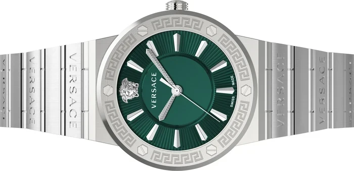 Versace Greca Silver Green Dial Women's Watch VEVH00920