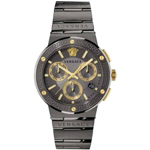Versace Greca Logo Chronograph Quartz Grey Dial Men's Watch VEZ900521