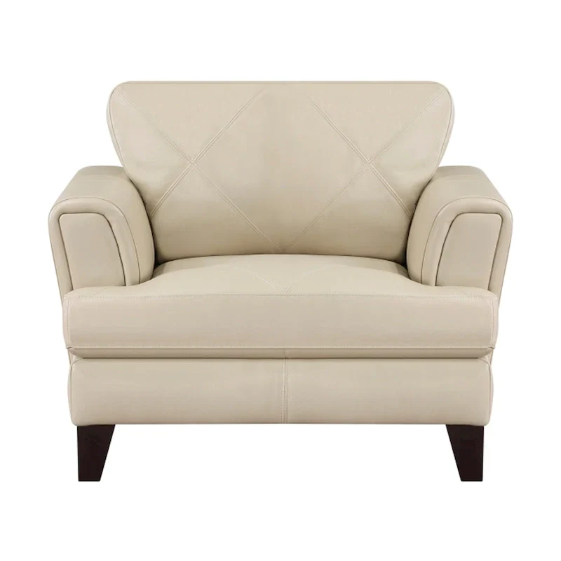 Lisa 38-Inch Cream Top Grain and Split Leather Accent Chair with Solid Wood Frame