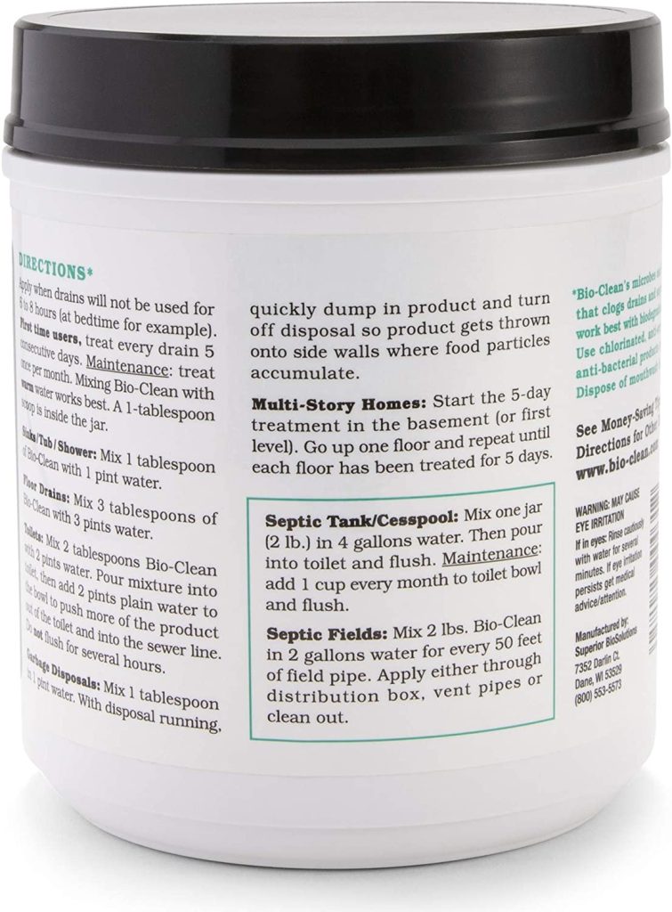 Bio-Clean Natural Drain Cleaner 2lb Canister – Enzyme-Based for Septic Tanks & Grease Traps, Eco-Friendly, 100 Treatments