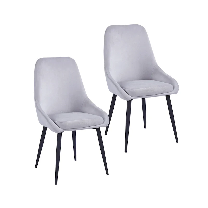 Porthos Home Set of 2 Fern Dining Chairs - Velvet Upholstery with Steel Legs