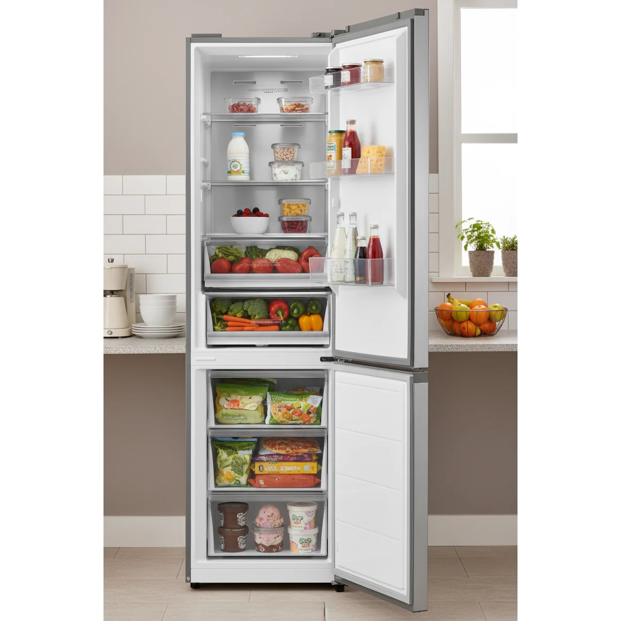 SPC Kühl- / Gefrierkombination KKS3443 INOX, 378 L, B-Klasse, NoFrost