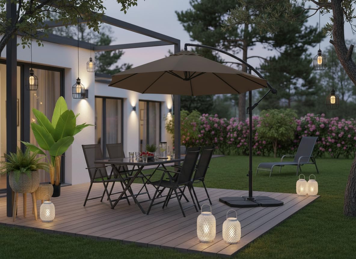 Outdoor Garden Table and Chairs Set, Folding Table 110 x 70 cm, 4 Folding Chairs 7 Positions Steel Anthracite Furniture Outdoor Garden Terrace Patio Balcony Table and Chairs Compact Outdoor Terrace