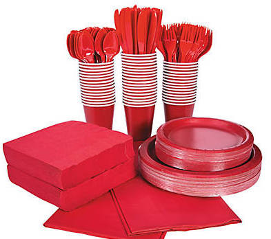 Red Tableware Party COMPLETE Pack for 48 | 386812