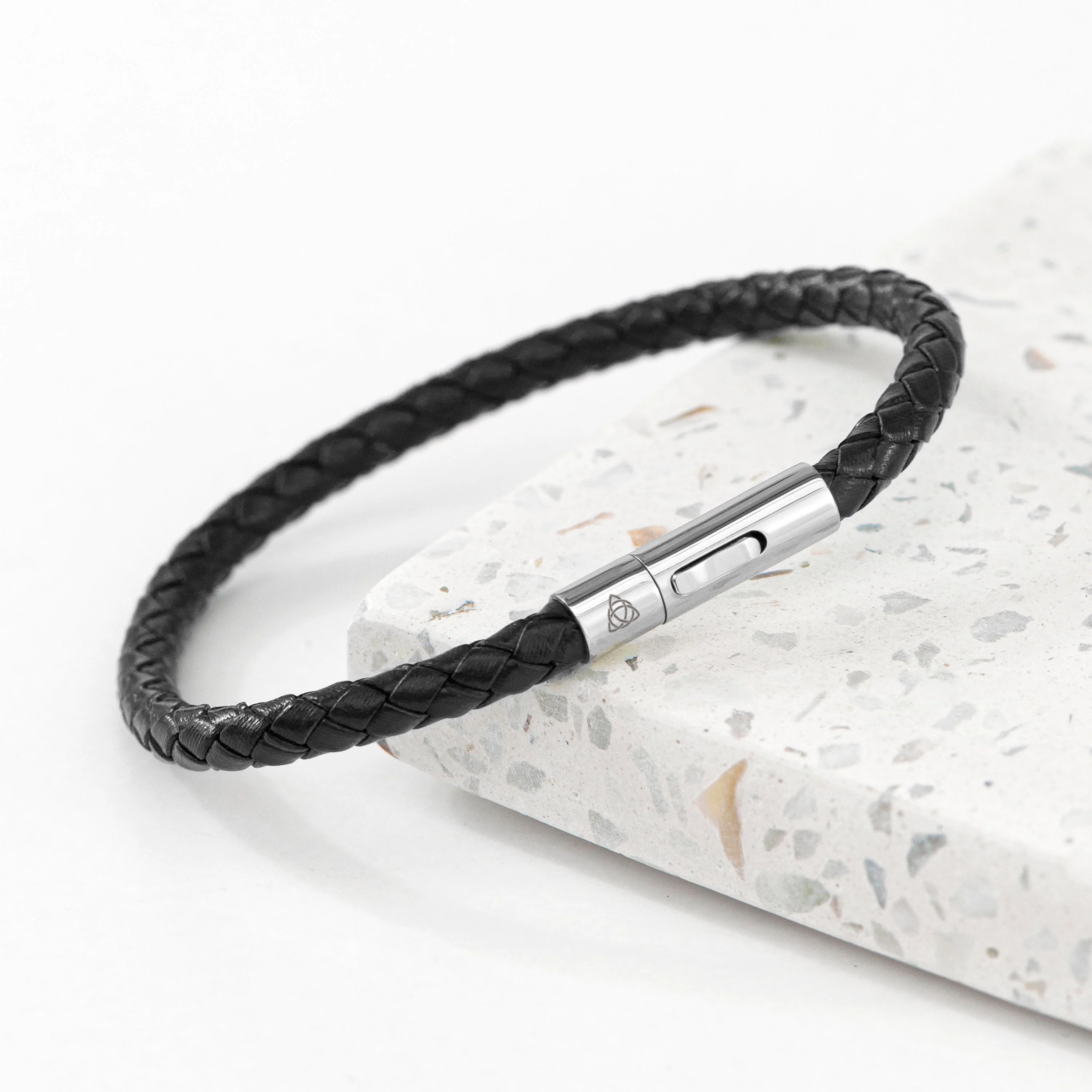 Personalised Men's Celtic Trinity Capsule Leather Bracelet